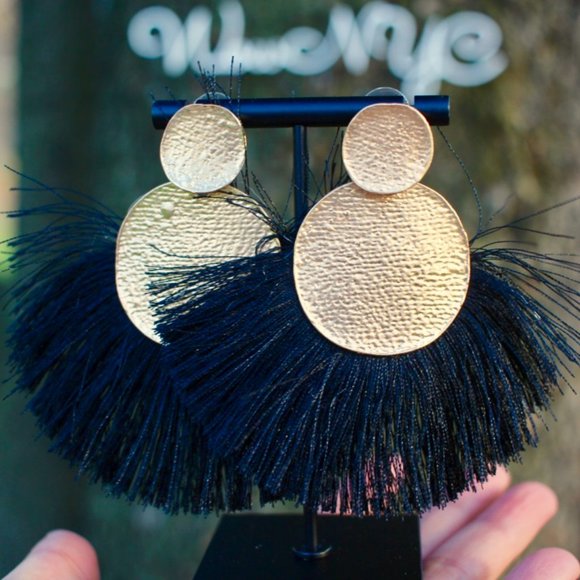 Bohemian Large Tassel Earrings Handmade Statement - Picture 1 of 12